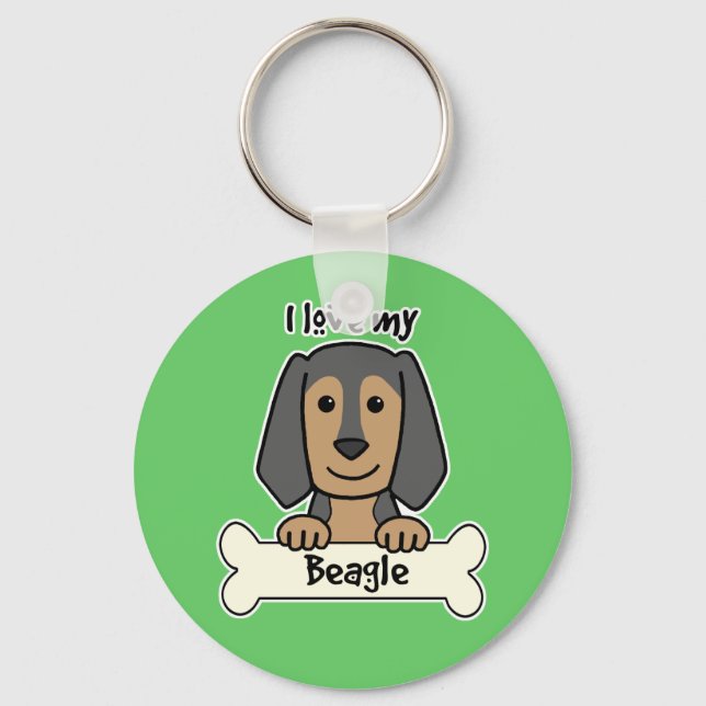I Love My Beagle Key Ring (Front)