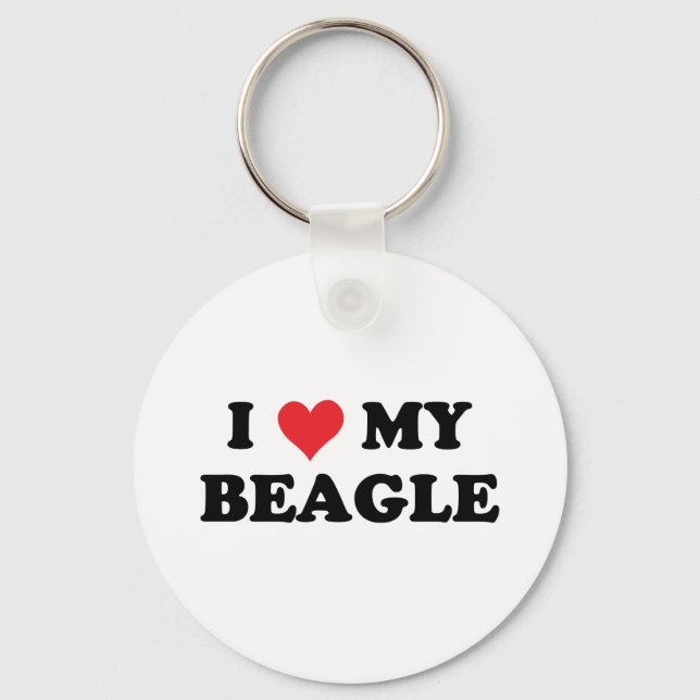 I Love My beagle Key Ring (Front)
