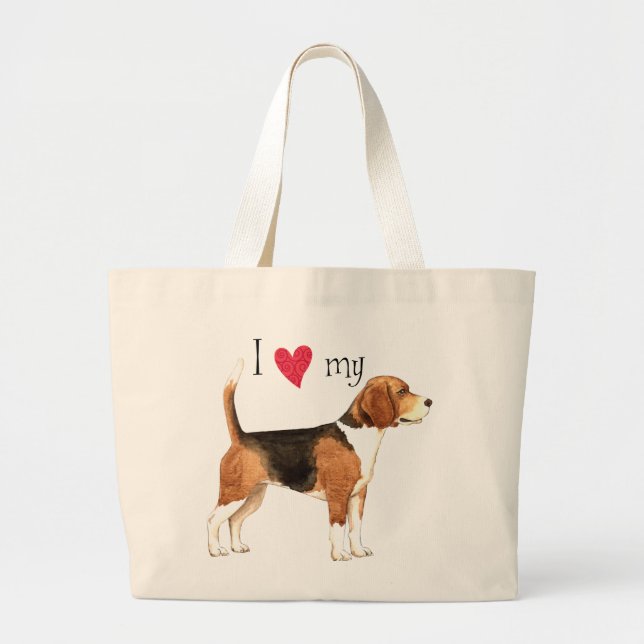 I Love my Beagle Large Tote Bag (Front)