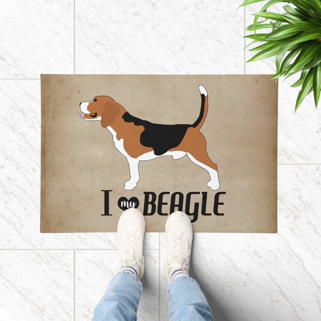 I Love my Beagle Rustic   Doormat (I love my Beagle Doormat)