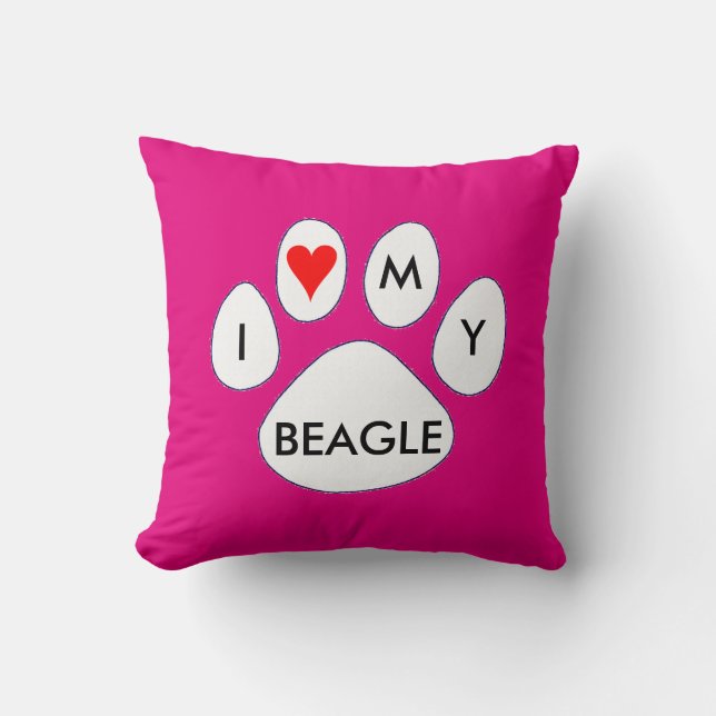 I LOVE MY BEAGLE SQUARE THROW CUSHION (Front)