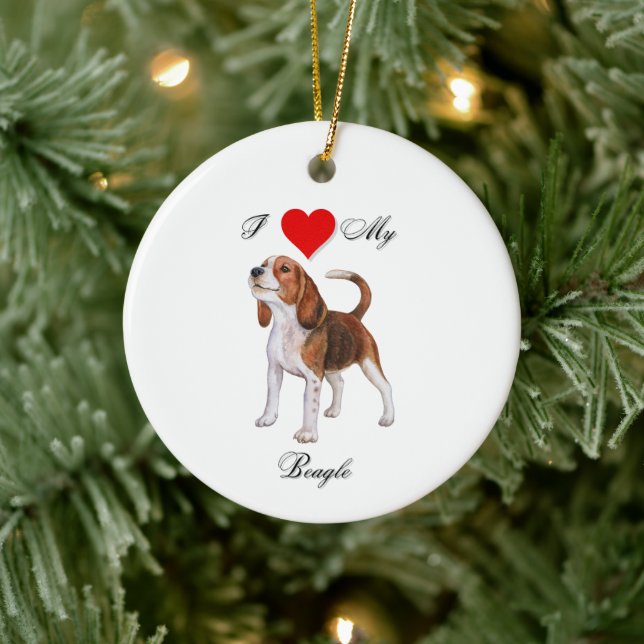 I love my beagle standard ceramic ornament (Tree)