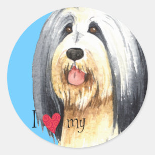 I Love my Bearded Collie Classic Round Sticker