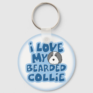 I Love My Bearded Collie Keychain