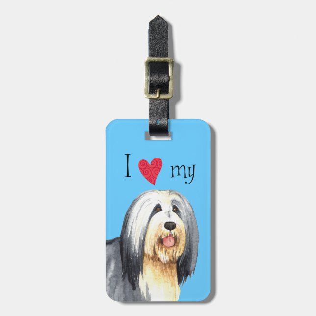 I Love my Bearded Collie Luggage Tag (Front Vertical)