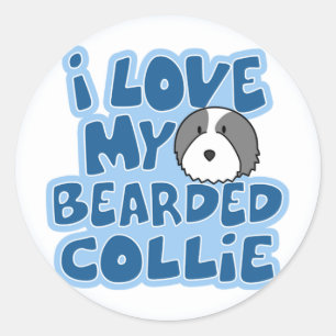 I Love My Bearded Collie Stickers
