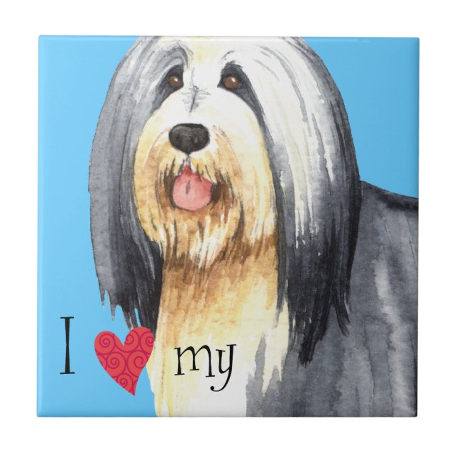 I Love my Bearded Collie Tile (Front)