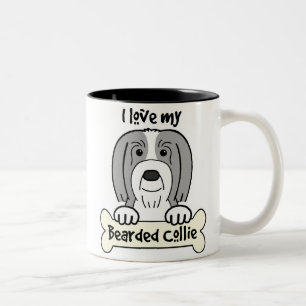 I Love My Bearded Collie Two-Tone Coffee Mug