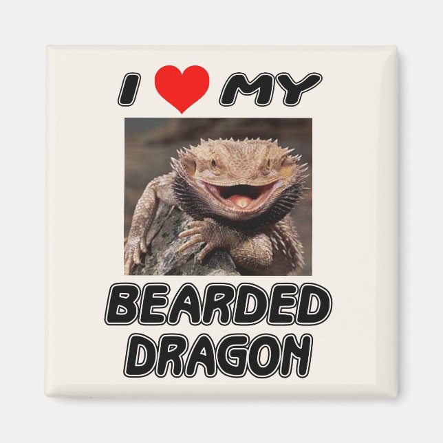 I LOVE MY BEARDED DRAGON - ADD YOUR OWN PHOTO MAGNET (Front)
