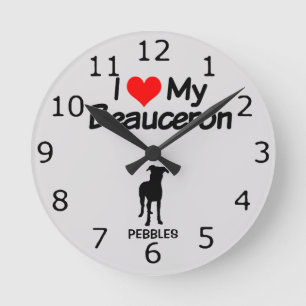 I Love My Beauceron Dog Round Clock