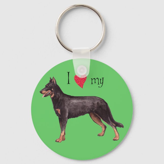 I Love my Beauceron Key Ring (Front)