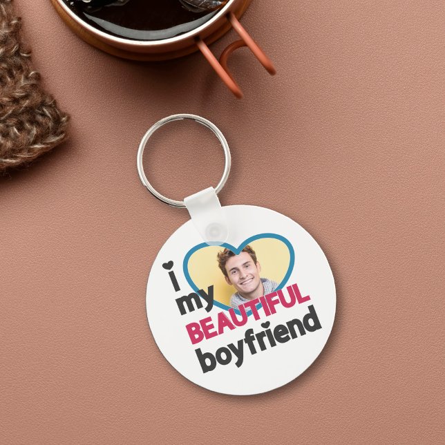 I love my beautiful boyfriend custom photo key ring (Creator Uploaded)