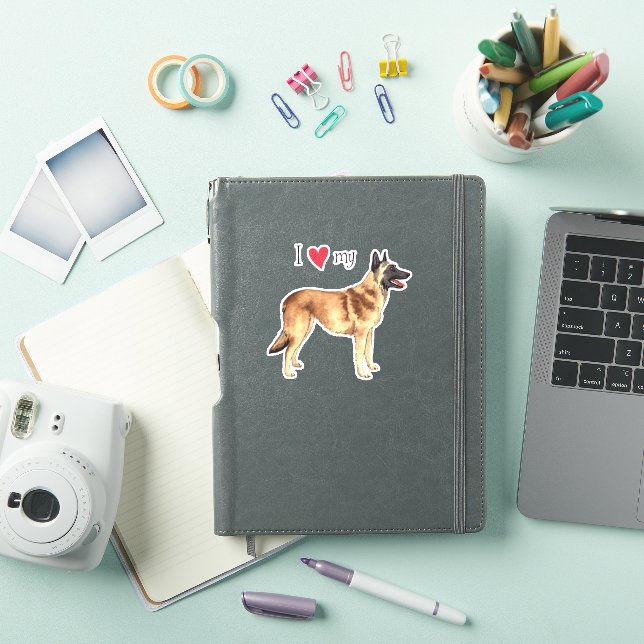 I Love my Belgian Malinois Vinyl Sticker (iPad Cover)