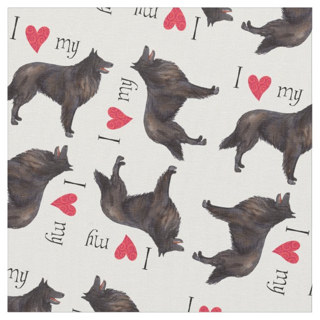I Love my Belgian Sheepdog Fabric (Close Up)