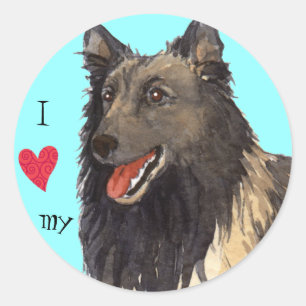 I Love my Belgian Tervuren Classic Round Sticker