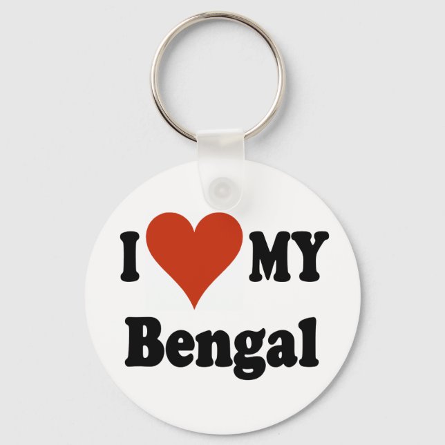 I Love My Bengal Cat Merchandise Key Ring (Front)