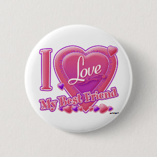 I Love My Best Friend pink/purple - hearts 6 Cm Round Badge