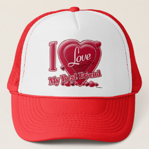 I Love My Best Friend red - heart Trucker Hat