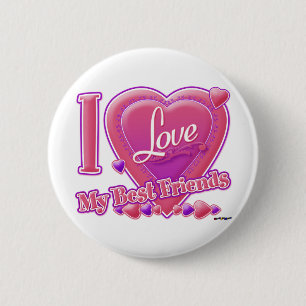 I Love My Best Friends pink/purple - hearts 6 Cm Round Badge