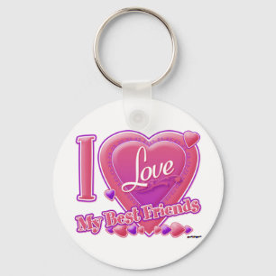 I Love My Best Friends pink/purple - hearts Key Ring