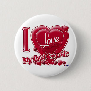 I Love My Best Friends red - heart 6 Cm Round Badge
