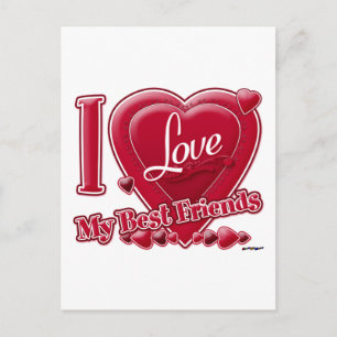 I Love My Best Friends red - heart Postcard