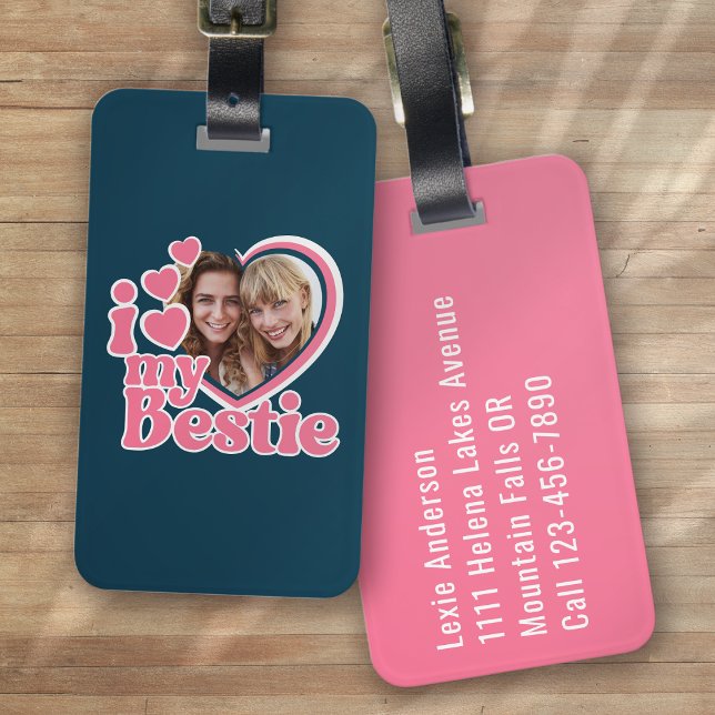 I Love My Bestie Heart Photo Luggage Tag (Creator Uploaded)