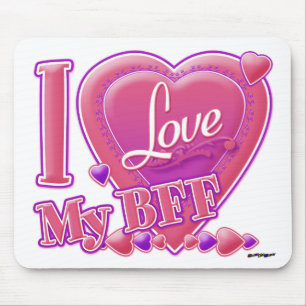 I Love My BFF pink/purple - hearts Mouse Pad