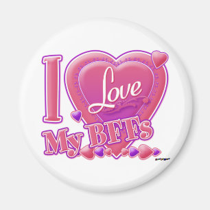 I Love My BFFs pink/purple - hearts Magnet