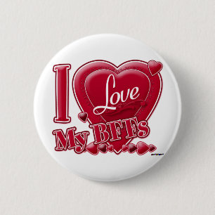 I Love My BFFs red - heart 6 Cm Round Badge