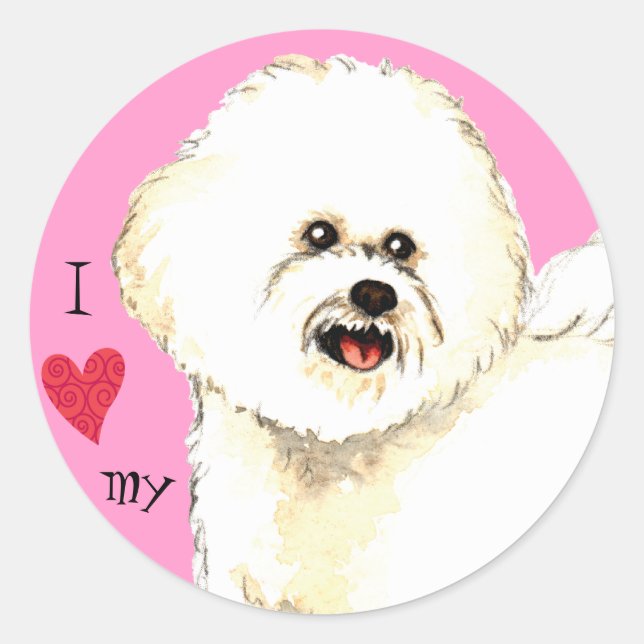 I Love my Bichon Frise Classic Round Sticker (Front)