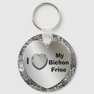 I Love My Bichon Frise Heart Keychain