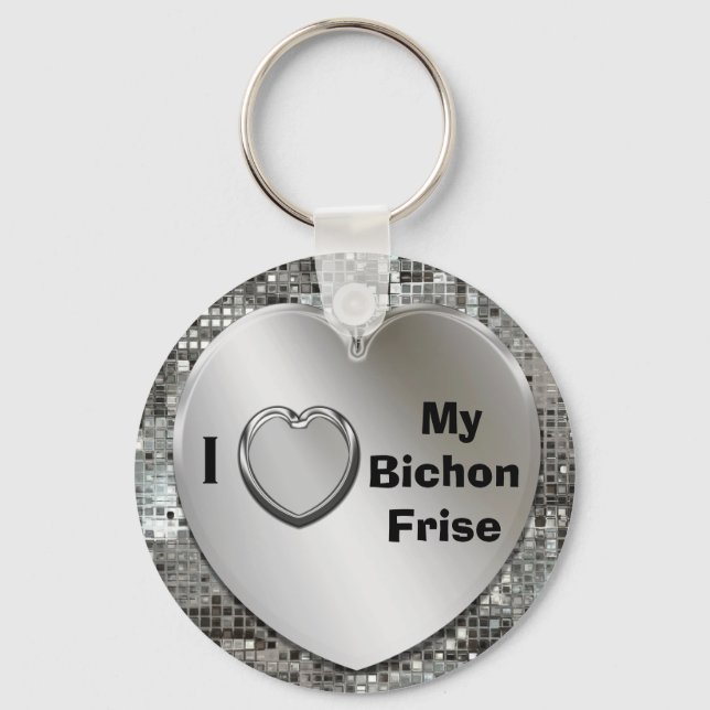 I Love My Bichon Frise Heart Keychain (Front)
