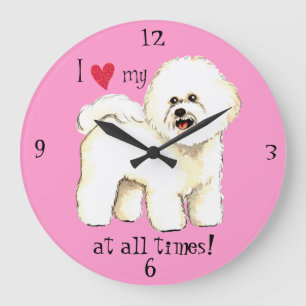 I Love my Bichon Frise Large Clock
