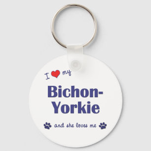 I Love My Bichon-Yorkie (Female Dog) Key Ring