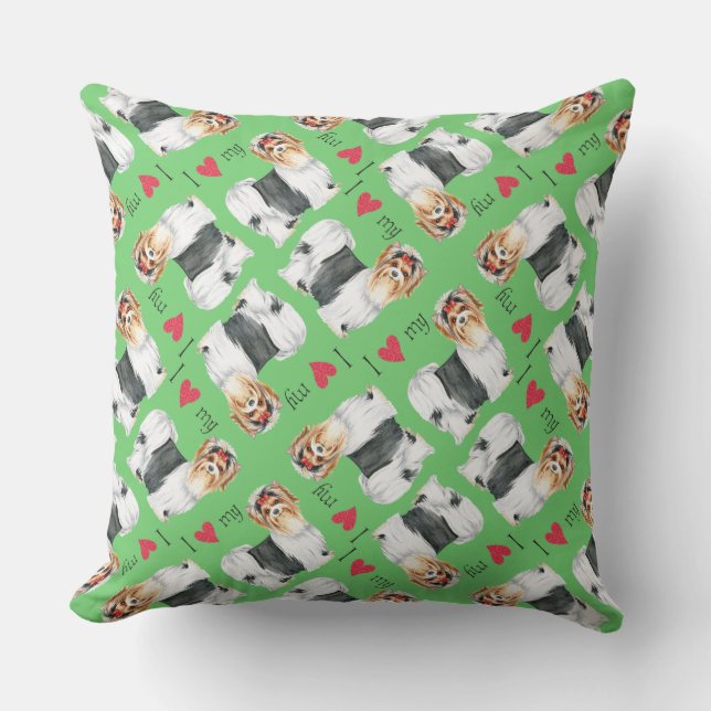 I Love my Biewer Terrier Cushion (Front)