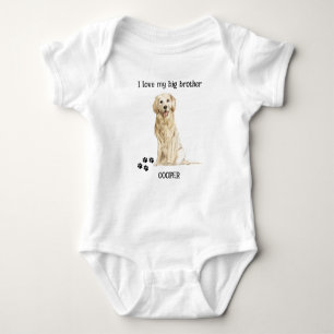 I Love My Big Brother Golden Retriever Dog Baby Baby Bodysuit
