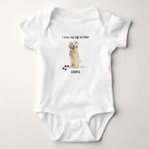 I Love My Big Brother Golden Retriever Dog Baby Bodysuit