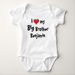 i Love my Big Brother Personalized Baby Bodysuit<br><div class="desc">I Love my Big Brother with brothers Name or leave blank,  up to you. Perfect gift for your own child,  nephew or niece especially as a pregnancy announcement. Fun body suit to introduce your child to the new baby. You can also transfer to any other product on Zazzle.</div>