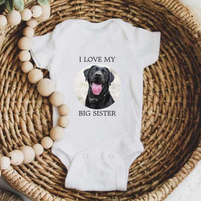I Love My Big Sister Custom Pet Dog Photo  Baby Bodysuit (Creator Uploaded)