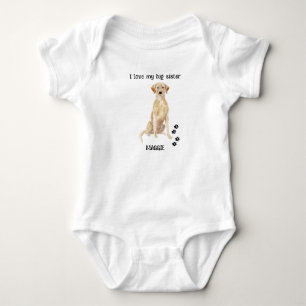 I Love My Big Sister Dog Name Yellow Lab Baby Bodysuit