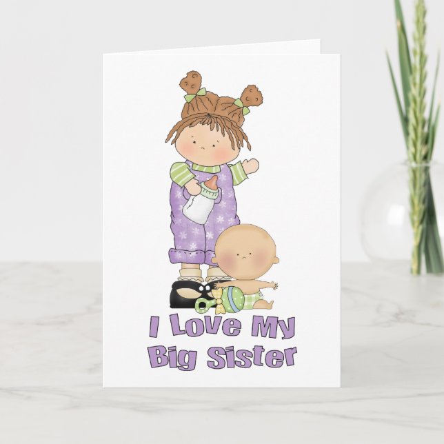 I Love My Big Sister Girl and Baby Card (Front)