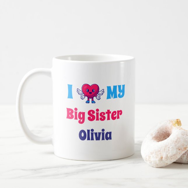i Love my Big Sister Personalised Sister Name Coffee Mug (With Donut)