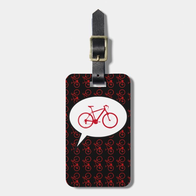 i love my bike cartoon luggage tag (Front Vertical)