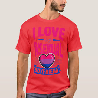 I Love My Bisexual Boyfriend Cute Bi Pride Anniver T-Shirt