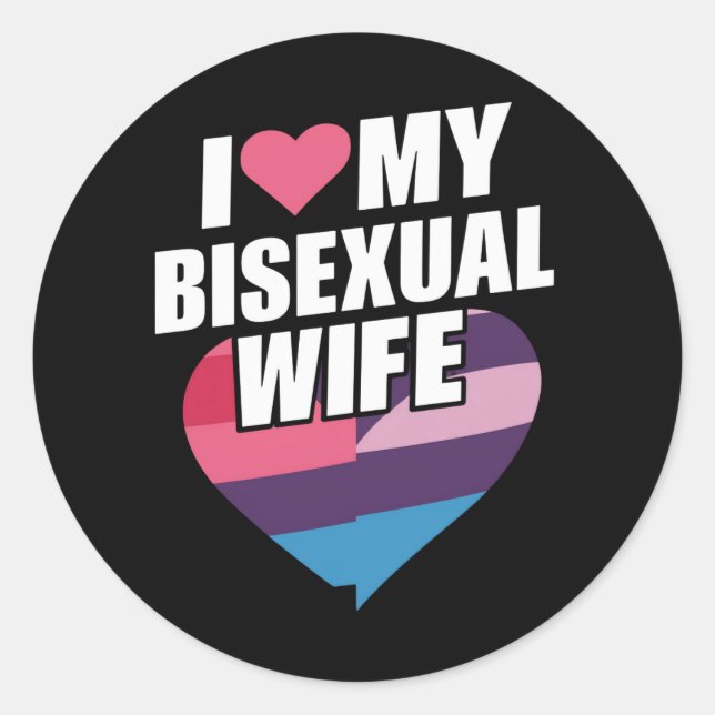 I Love My Bisexual Wife Bi Pride Bisexual Flag  Classic Round Sticker (Front)