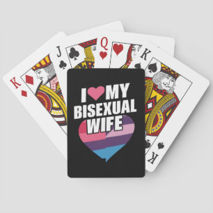 I Love My Bisexual Wife Bi Pride Bisexual Flag  Playing Cards