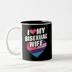 I Love My Bisexual Wife Bi Pride Bisexual Flag Two-Tone Coffee Mug