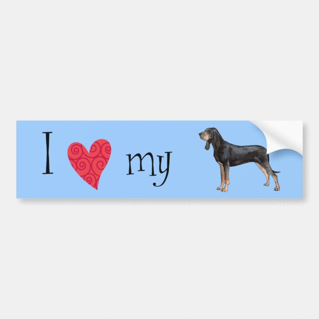 I Love my Black and Tan Coonhound Bumper Sticker (Front)