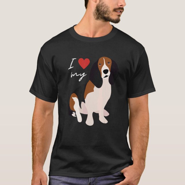 I Love My Black  Brown & White Basset Hound Dog   T-Shirt (Front)